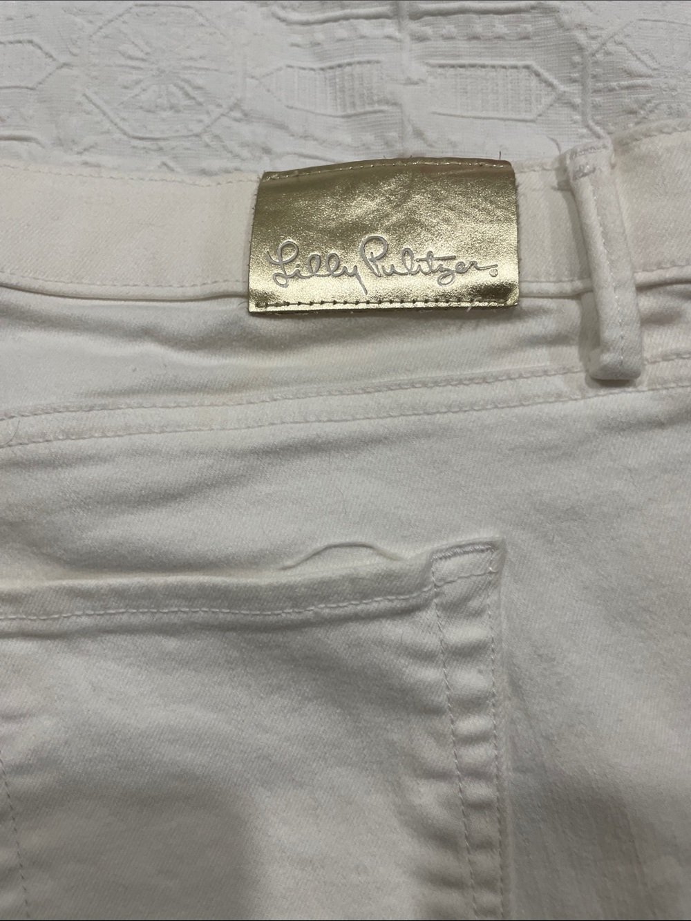 Lilly Pulitzer White Denim with Pink Label